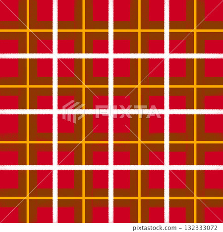 紅色和棕色格子圖案背景材料,帶有可愛的白色蓬鬆線條 紅色和棕色格子圖案背景材料,帶有可愛的白色蓬鬆線條 132333072