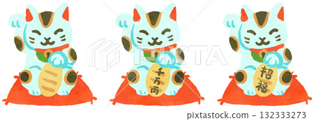 招財貓水彩手繪插畫集 招財貓水彩手繪插畫集 132333273