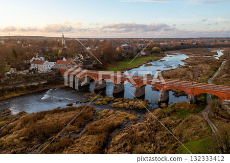 Venta Rapid waterfall, the widest waterfall in Europe and long brick bridge 132333412