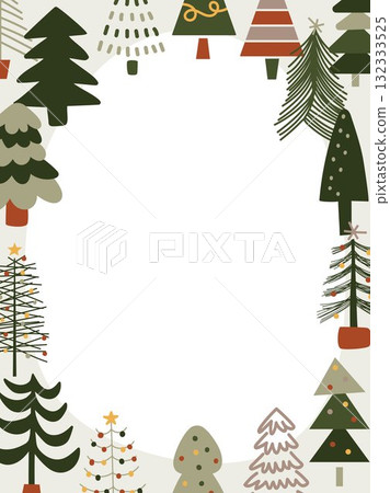 CHRISTMAS TREE template frame cute hand drawn blank illustration simple drawing decorative doodle kiddy placeholder card design CHRISTMAS TREE template frame cute hand drawn blank illustration simple drawing decorative doodle kiddy placeholder card design 132333525