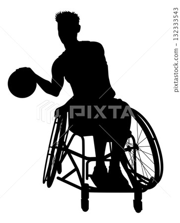 Basketball Wheelchair Man Basketballer Silhouette Basketball Wheelchair Man Basketballer Silhouette 132333543