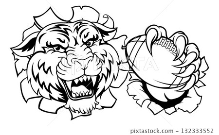 Tiger American Football Sports Team Animal Mascot Tiger American Football Sports Team Animal Mascot 132333552
