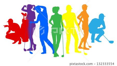 Golfers Golfing Silhouette Golf People Silhouettes 132333554