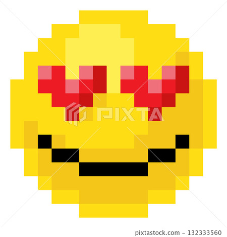 Pixel Art Emoji Emoticon Heart Eyes 132333560