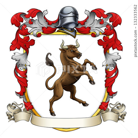Bull Heraldry Coat of Arms Heraldic Animal Shield 132333562