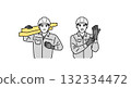 一名男工人戴著安全帽的插圖 132334472