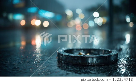 被雨水打濕的戶外煙灰缸，殘留著煙味 132334718