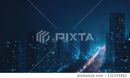 未來城市夜景:霓虹燈與摩天大樓_3 未來城市夜景:霓虹燈與摩天大樓_3 132334862