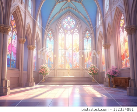 In the sunlight filtering through the trees 132334891