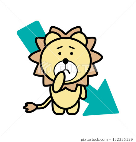 獅子和向下箭頭 132335159