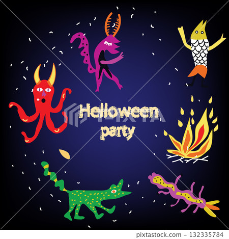 Helloween party vector design card 132335784