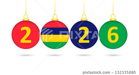 Mauritius Flag Christmas Balls 2026 Decoration. 132335880
