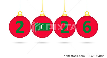 Maldives Flag Christmas Balls 2026 Decoration. 132335884