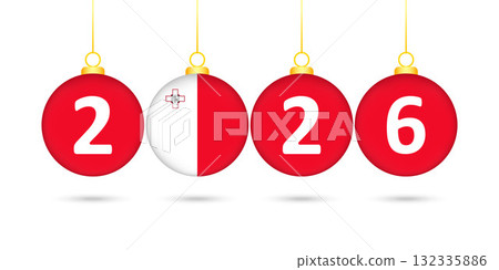Malta Flag Christmas Balls 2026 Decoration. Malta Flag Christmas Balls 2026 Decoration. 132335886
