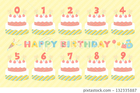 一套可愛又受歡迎的生日蛋糕插圖,展示了月份、年齡和周年紀念日的數字 一套可愛又受歡迎的生日蛋糕插圖,展示了月份、年齡和周年紀念日的數字 132335887