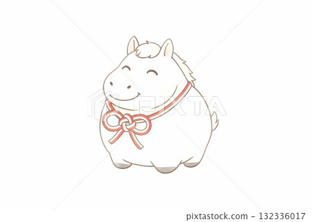 馬 2026 新年賀卡插圖集，以溫柔微笑的馬為特色 132336017