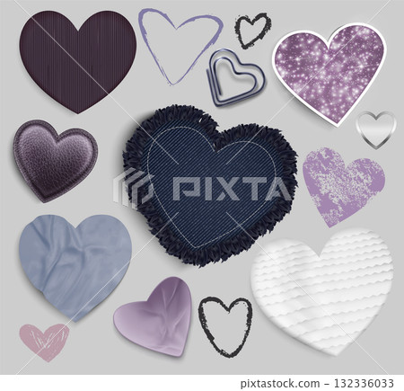 Heart collage set with textures Heart collage set with textures 132336033