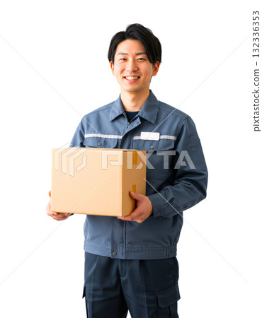 Smiling and cheerful delivery person 132336353