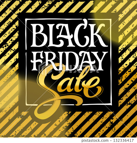 Black Friday Sale typography vector design. White letters Black Friday and gold Sale on a black background. Vector illustration for banners, ads, brochures. Hand lettering. Black Friday Sale typography vector design. White letters Black Friday and gold Sale on a black background. Vector illustration for banners, ads, brochures. Hand lettering. 132336417