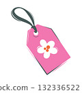 Flower tag card. Stylish modern flat illustration for a flower shop. Sticker 132336522