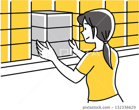 Woman pulling out a box 132336629