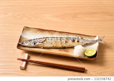Salt-grilled saury Salt-grilled saury 132336742
