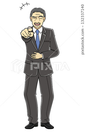 一名西裝革履的中年男子摀著肚子大笑 132337140