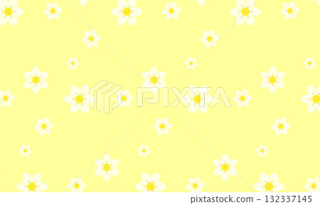 黃色壁紙,上面有不同大小的白色水仙花圖案 黃色壁紙,上面有不同大小的白色水仙花圖案 132337145