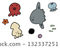 Cute and relaxed sea creatures (color) 132337251