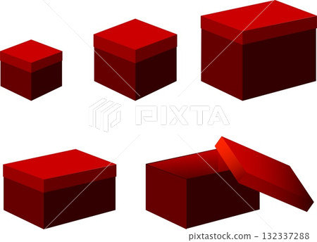 Set of Red cardboard boxes for gifts, isolated, white background Set of Red cardboard boxes for gifts, isolated, white background 132337288