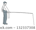 Fishing man line drawing 132337308