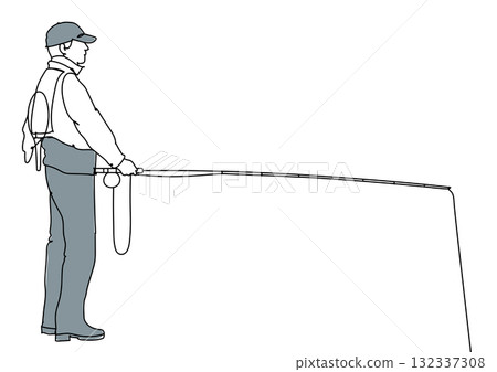 釣魚人線描 釣魚人線描 132337308