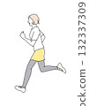 Young woman running line drawing 132337309