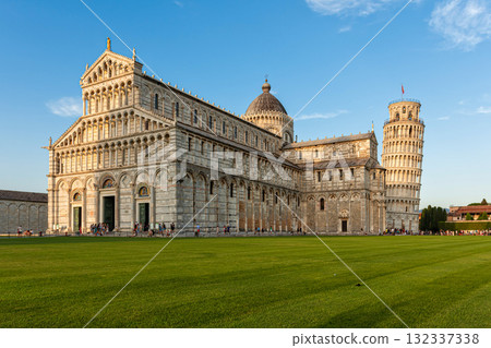 the world famous Piazza dei Miracoli in Pisa. the construction of the cathedral was begun in 1064 the world famous Piazza dei Miracoli in Pisa. the construction of the cathedral was begun in 1064 132337338
