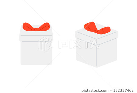 正面和對角線禮品盒套裝[向量插圖素材] 132337462