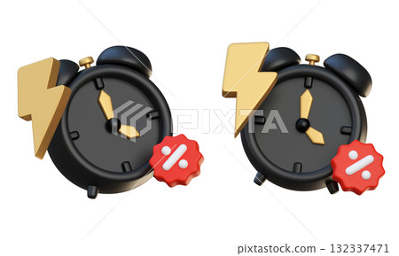 cartoon style black friday stopwatch 3D graphic 132337471