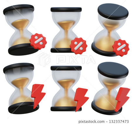 cartoon style black friday hourglass 3D graphic 132337473