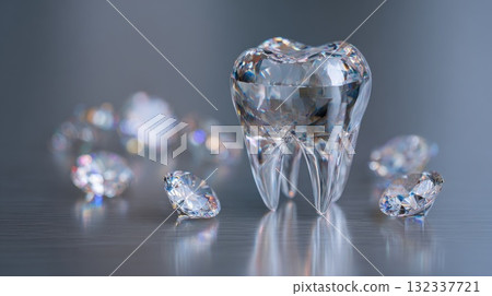 model of human tooth with luxury diamonds around 132337721