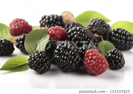 Blackberries on background. Juicy black berries, fresh and sweet. Generated AI. Blackberries on background. Juicy black berries, fresh and sweet. Generated AI. 132337825