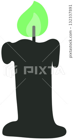 Black Candle Glowing on Halloween (Green) 132337891