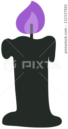 Black Candle Glowing on Halloween (Purple) 132337892