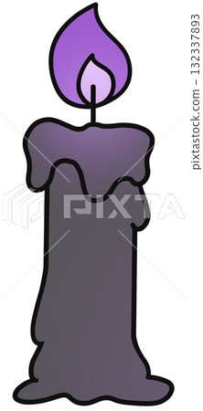 Black Candle with Purple Flame on Halloween Night 132337893