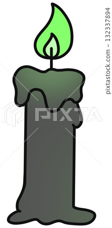 Black Candle with Green Flame on Halloween Night 132337894