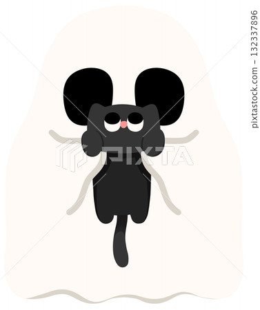 Cute little ghost holding a black cat 132337896