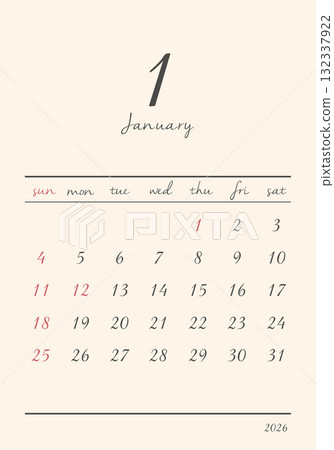 January 2026 Stylish Calendar Vertical January 2026 Stylish Calendar Vertical 132337922