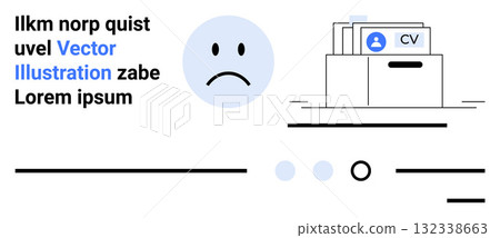 Sad face, search box with human resource files. Ideal for job applications, CV management, HR systems, user navigation, employment processes, digital interfaces, application tracking. Landing page Sad face, search box with human resource files. Ideal for job applications, CV management, HR systems, user navigation, employment processes, digital interfaces, application tracking. Landing page 132338663