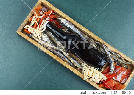 Beer and dried fish. Beer and dried fish. 132338890
