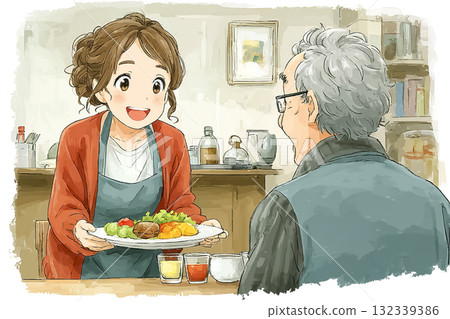 美優系列:家事服務生幫老人吃飯的場景 美優系列:家事服務生幫老人吃飯的場景 132339386