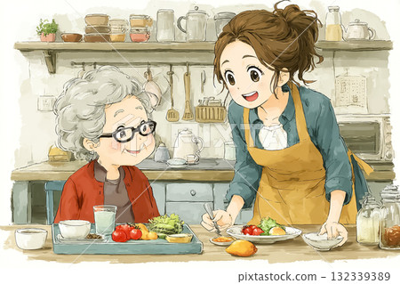 美優系列:家事服務生幫老人吃飯的場景 美優系列:家事服務生幫老人吃飯的場景 132339389