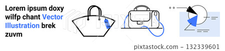 Stylish handbag, contemporary backpack, and detailed pie chart data analysis. Ideal for e-commerce, fashion retail, education, business presentations, marketing, data visualization, and tech Stylish handbag, contemporary backpack, and detailed pie chart data analysis. Ideal for e-commerce, fashion retail, education, business presentations, marketing, data visualization, and tech 132339601